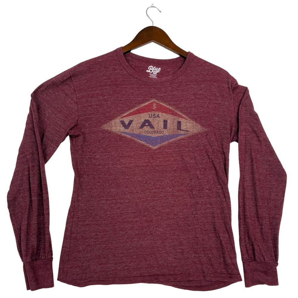 Blue 84 Vail Colorado USA Long Sleeve Shirt Men's S Burgundy Heather Graphic Tee